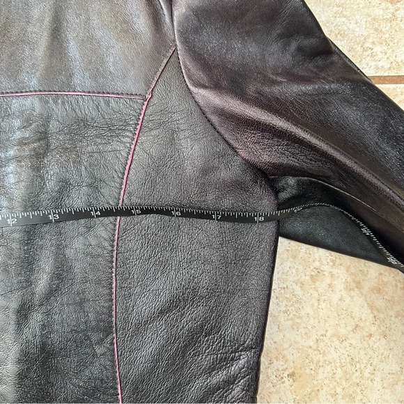 Lucien Piccard Real Genuine Leather Jacket Black Pink Vintage Size Small - Picture 14 of 15